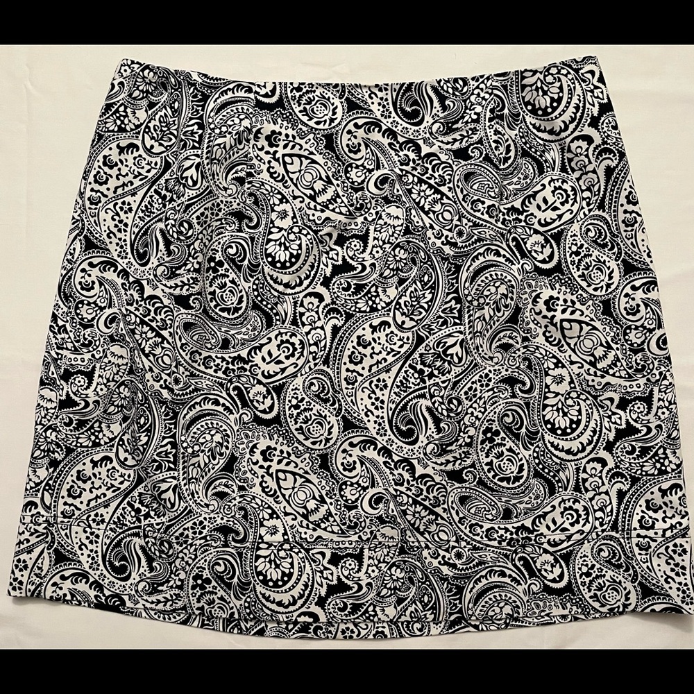 Talbots black and white paisley skirt